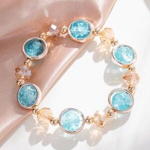 Gold & Blue Beaded Classy Fashion Bracelet